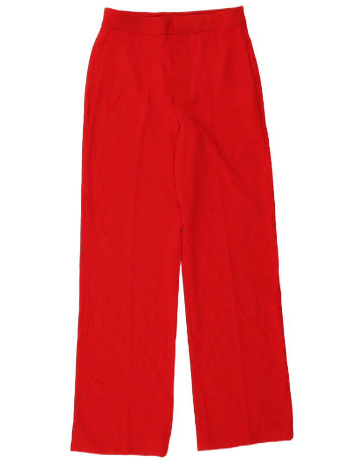 Pantaloni de costum drepți pentru femei Zara Mediu L28 L32 Poliester roșu