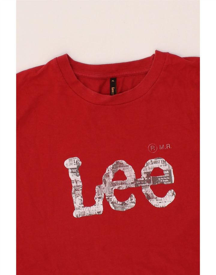 LEE Mens Graphic T-Shirt Top XL Red Cotton Vintage Lee and Second-Hand Lee from Messina Hembry 