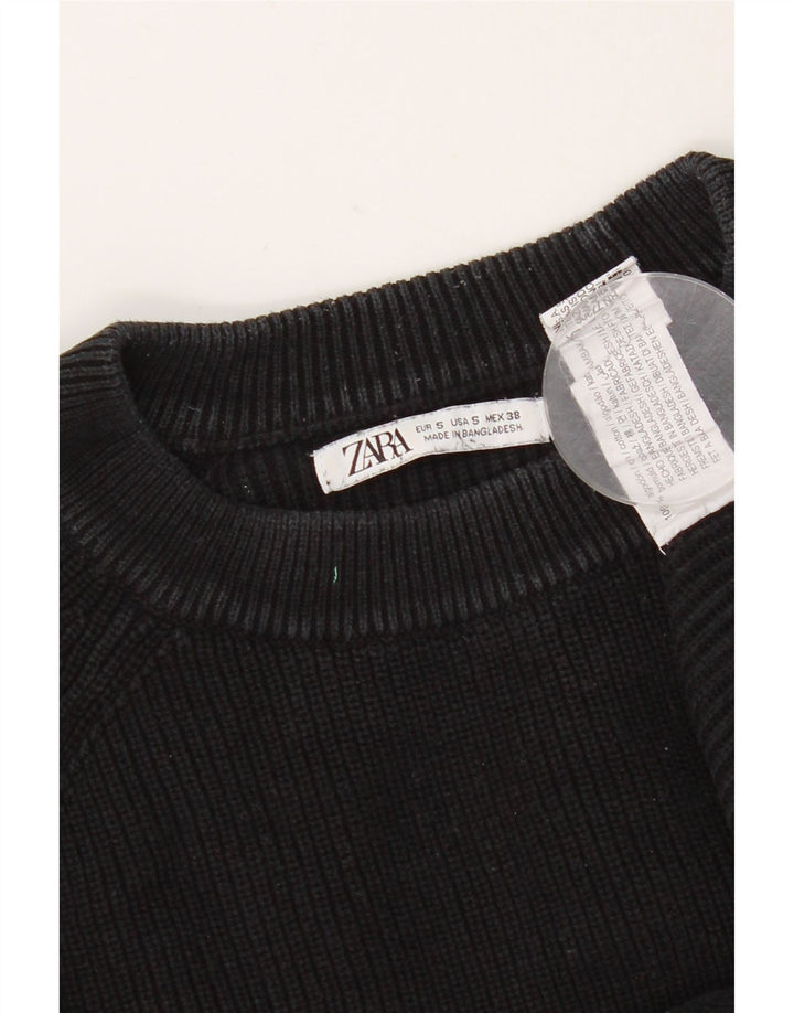 Pulover pentru bărbați Zara, cu decolteu, mic, negru, bumbac