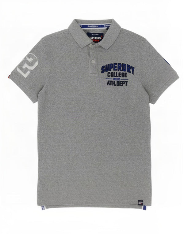 Tricou polo grafic pentru bărbați Superdry, bumbac gri mediu