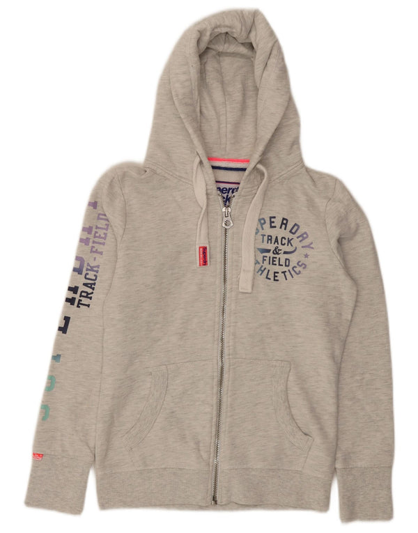 Pulover Superdry pentru damă, cu fermoar și grafic, bumbac cu pete mici, gri, UK 10