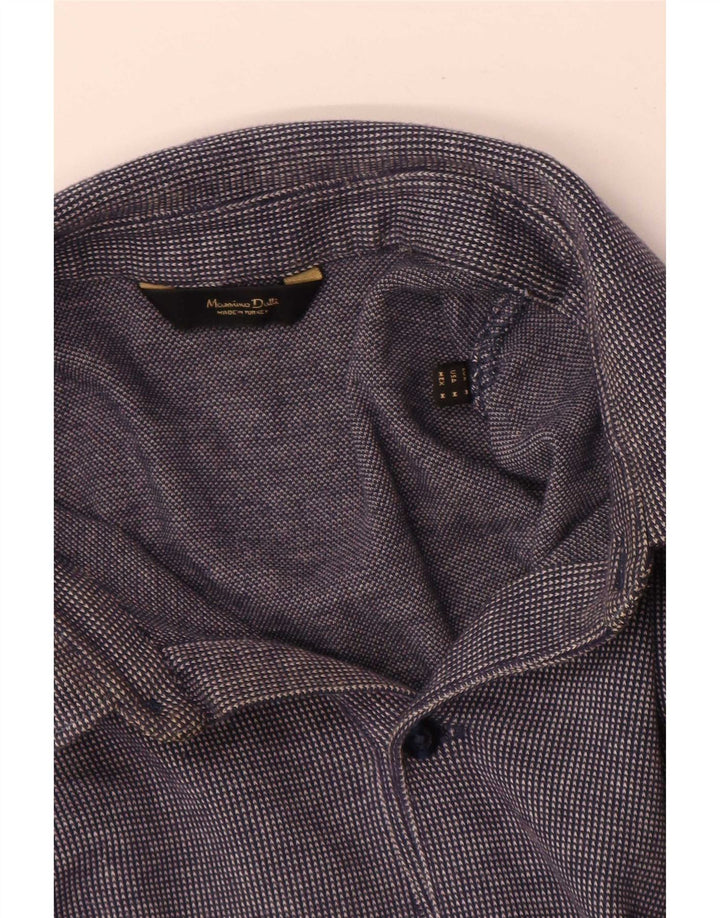 Cămașă polo cu mânecă lungă Massimo Dutti pentru bărbați, albastru bleumarin mediu