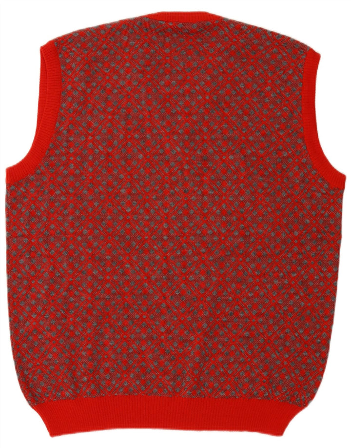 Vestă Vintage pentru bărbați Tank Top Lână geometrică roșie mare