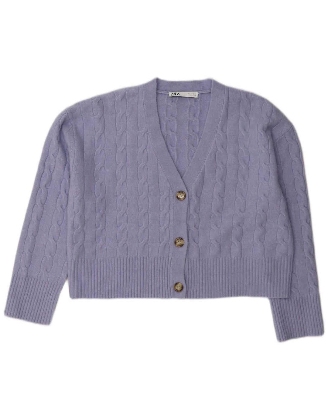 Pulover cardigan pentru femei Zara UK 14 Poliester violet mediu