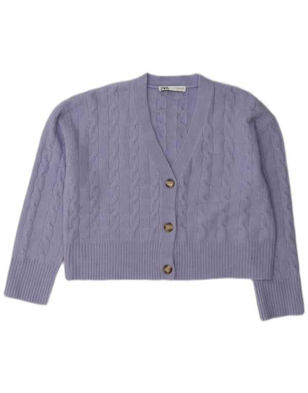 Pulover cardigan pentru femei Zara UK 14 Poliester violet mediu
