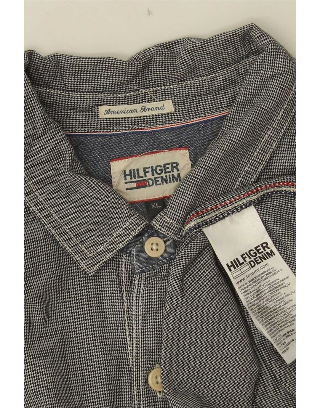 Cămașă pentru bărbați Tommy Hilfiger XL, bumbac gri Houndstooth