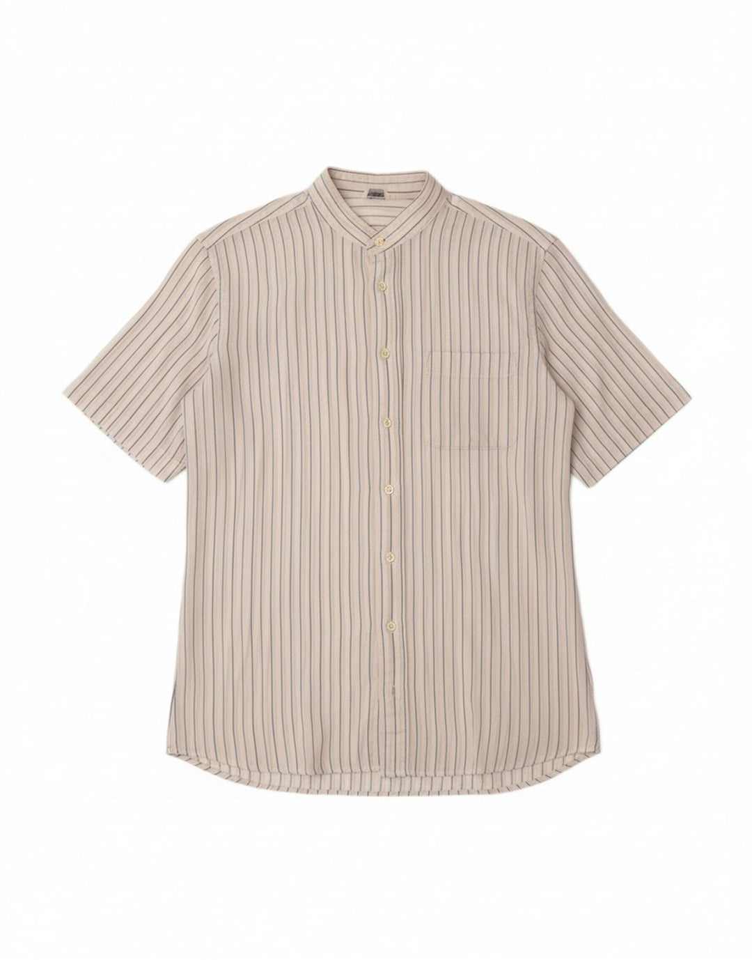 CALIPSO Mens Short Sleeve Shirt Size 39 15 1/2 Medium White Striped