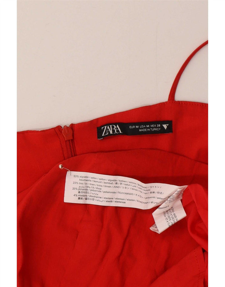 Rochie de soare pentru femei Zara UK 12, bumbac roșu mediu
