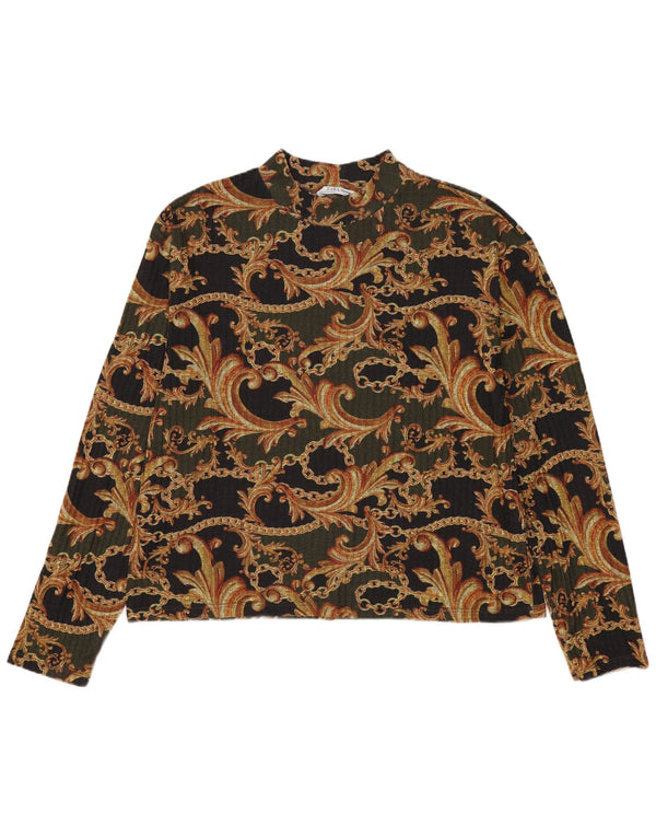 Bluză cu mânecă lungă pentru femei Zara UK 14 Medium Kaki Paisley Poliester