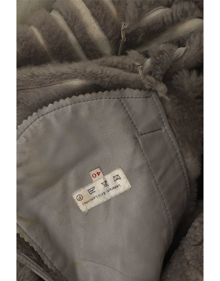Palton vintage pentru femei din shearling EU 40 din piele de miel gri mediu