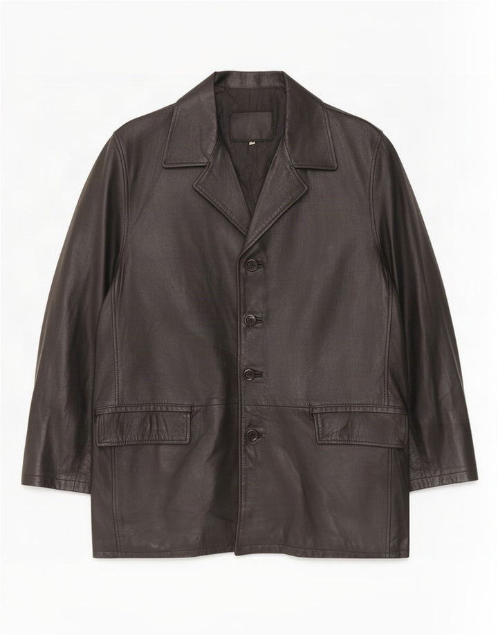 Palton din piele vintage pentru bărbați UK 40 mare negru