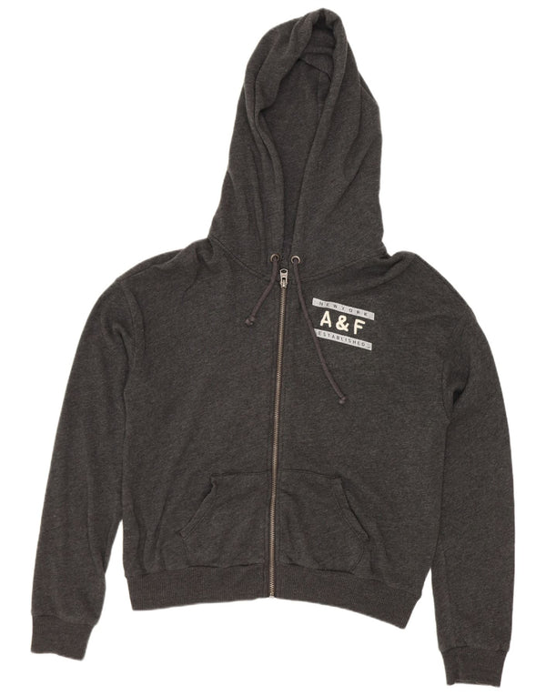 Abercrombie & Fitch Pulover cu capota cu fermoar grafic pentru femei UK 16 mare gri