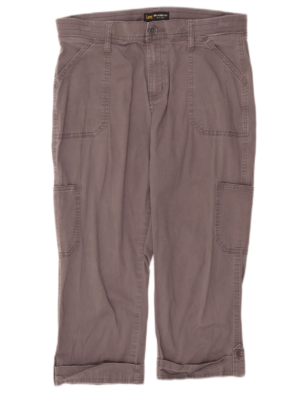 Pantaloni Capri pentru femei cu talie medie Lee US 8 Medium W27 L19 bumbac gri