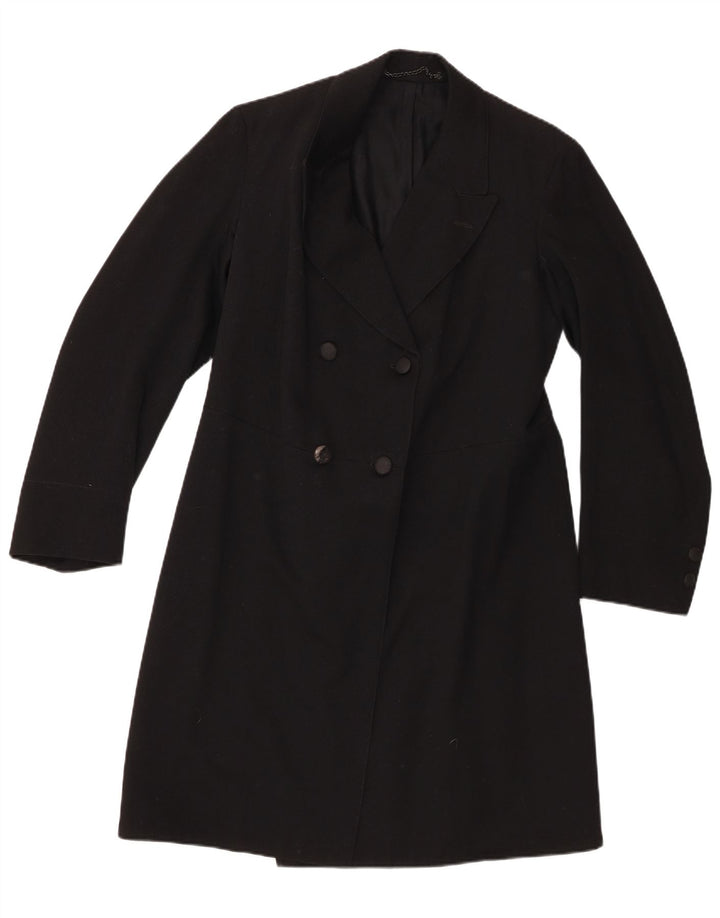 Palton vintage pentru femei la dublu piept UK 12 Medium Black
