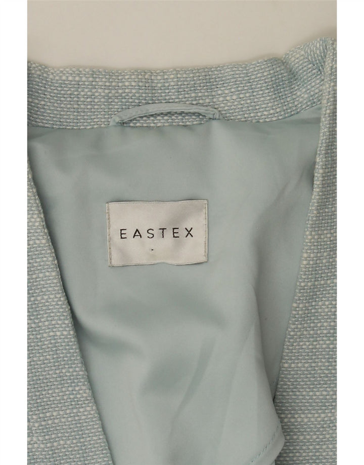 EASTEX Womens Crop 3/4 Sleeve Blazer Jacket UK 14 Medium  Blue Cotton Vintage Eastex and Second-Hand Eastex from Messina Hembry 