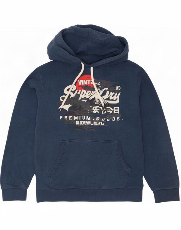 Pulover Superdry pentru bărbați, vintage, cu glugă, XL, albastru, bumbac
