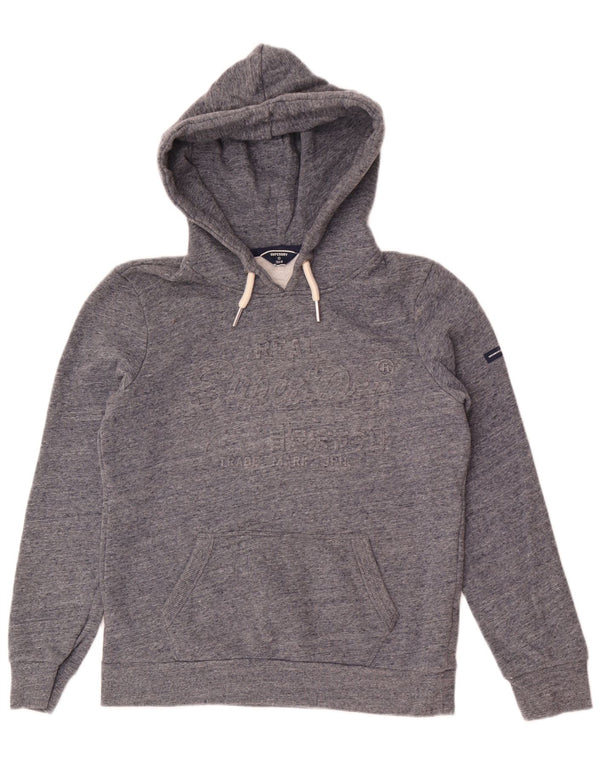 Pulover cu glugă cu grafic Superdry pentru femei UK 10 mic, gri bumbac cu pete