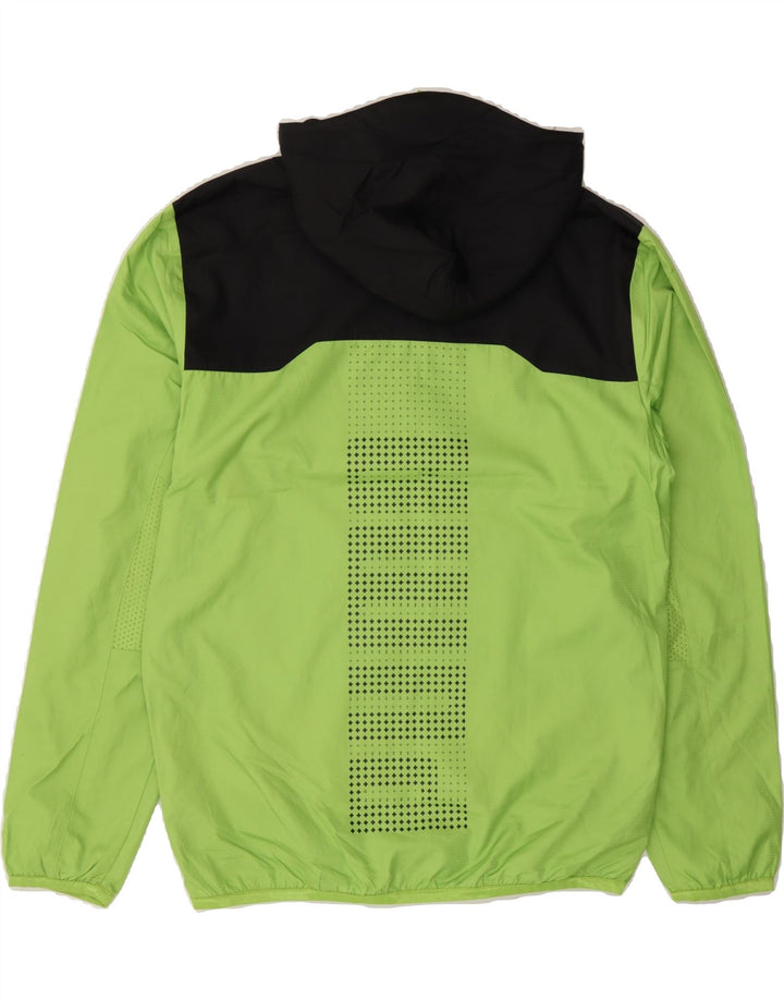 PUMA Mens Hooded Rain Jacket UK 38 Medium Green Colourblock Polyester Vintage Puma and Second-Hand Puma from Messina Hembry 