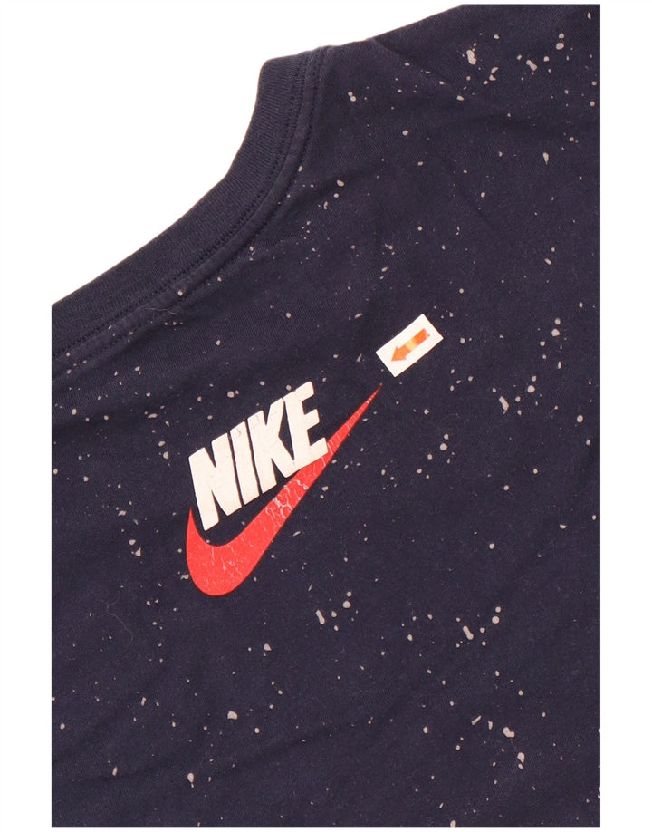 Tricou grafic Nike pentru bărbați, cu croială atletică, top mediu, albastru marin pete