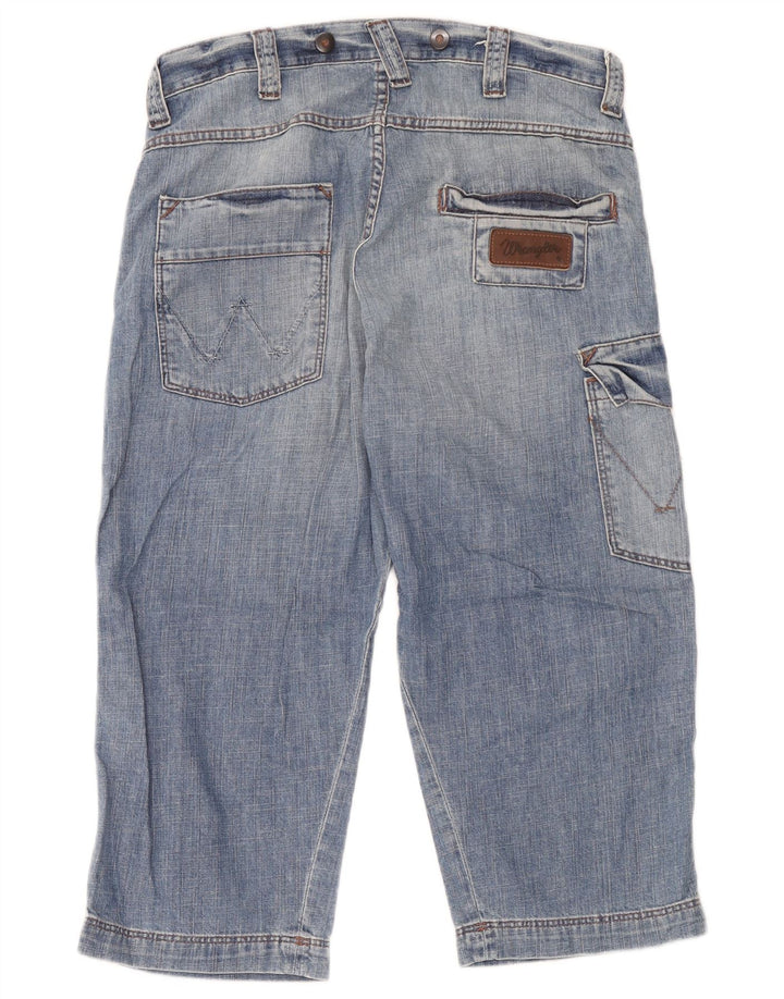 Pantaloni scurți cargo din denim Wrangler pentru bărbați W30, bumbac albastru mediu