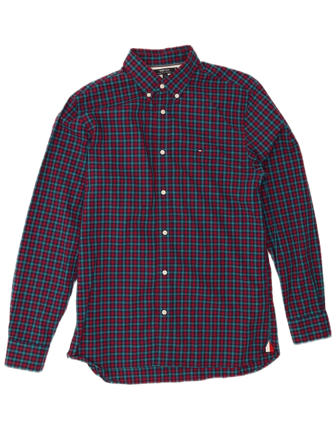 TOMMY HILFIGER Mens Regular Fit Shirt Medium Red Check Cotton
