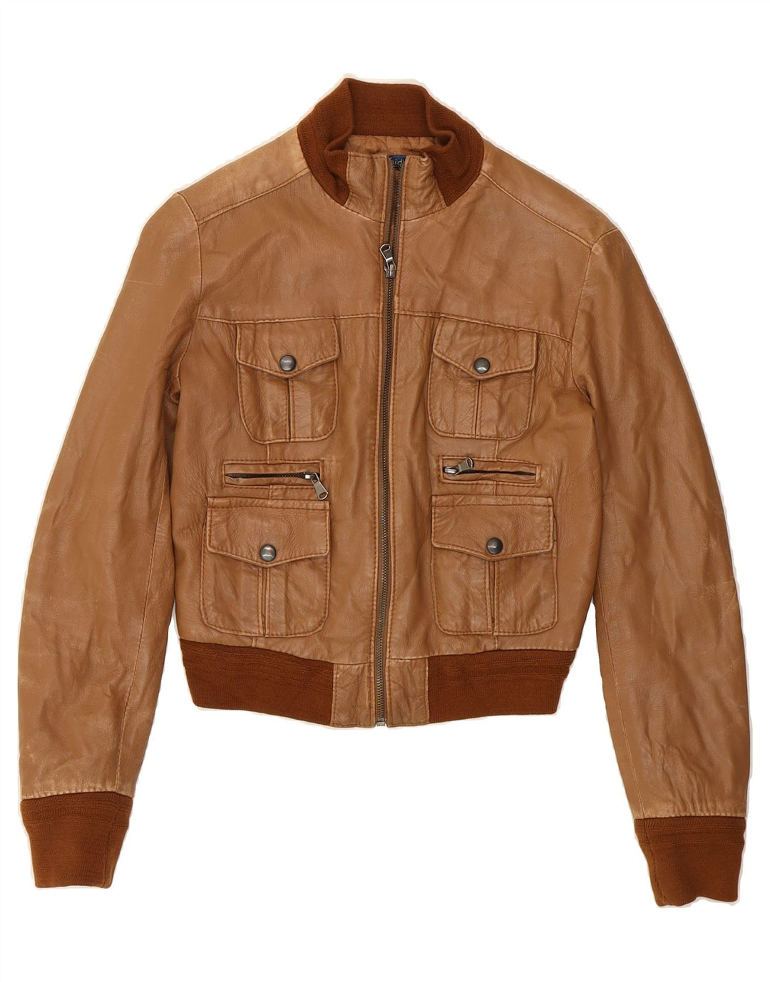 TWIDDY Girls Leather Jacket 13-14 Years  Brown Leather Vintage Twiddy and Second-Hand Twiddy from Messina Hembry 