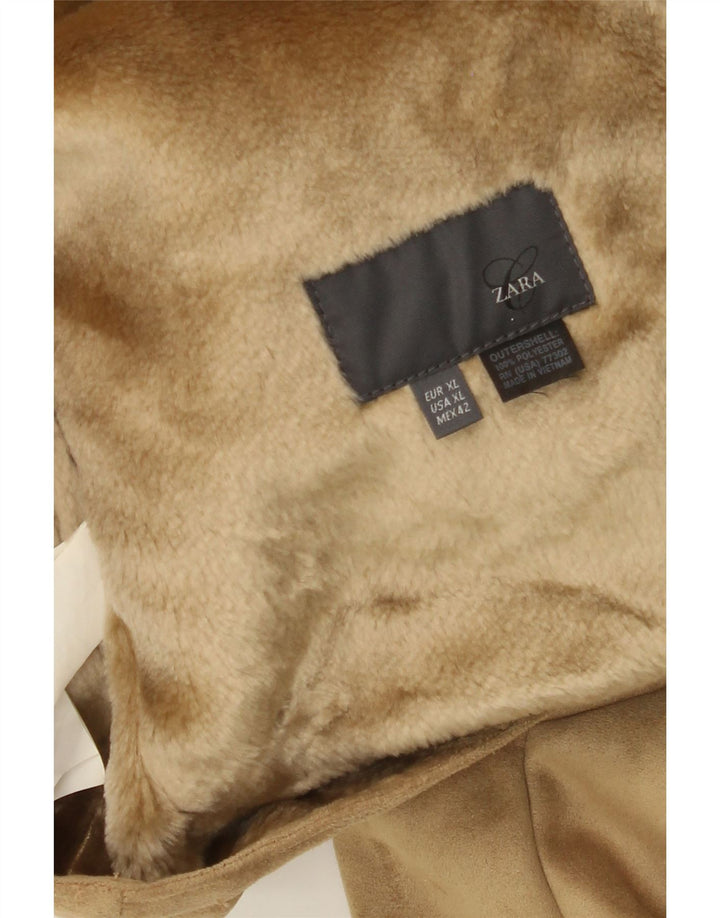 Jachetă Sherpa pentru bărbați Zara UK 42 XL poliester bej