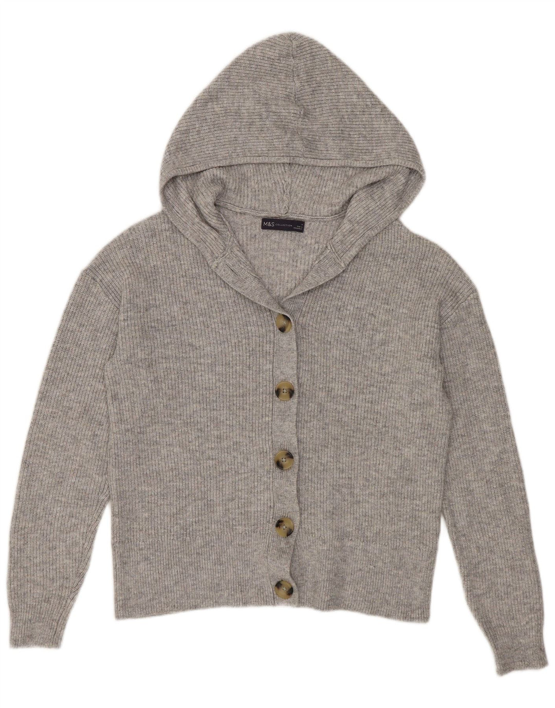 Pulover cardigan cu glugă pentru femei Marks & Spencer UK 14 Poliester mediu gri