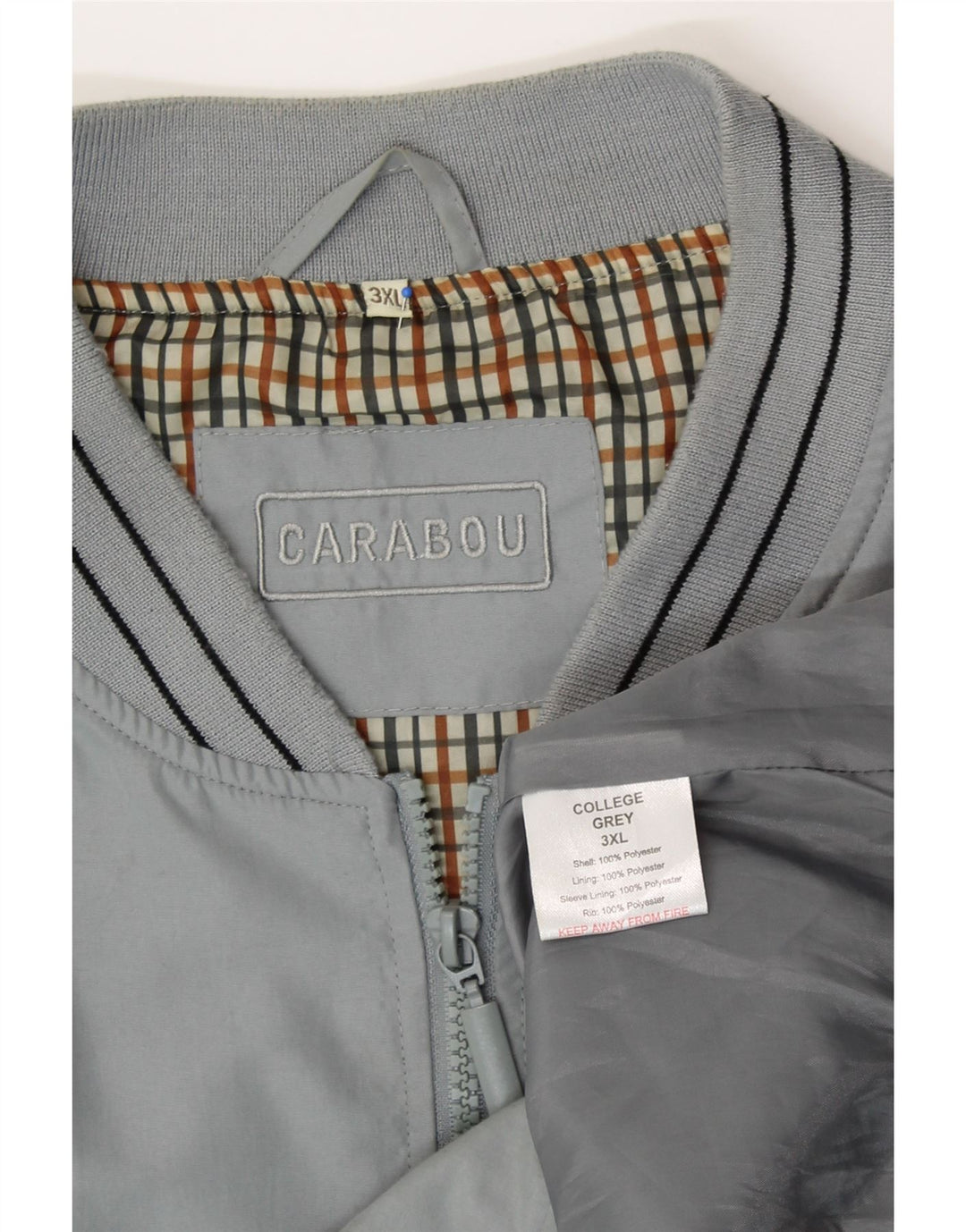 CARABOU Bomber Jacket pentru bărbați UK 46 3XL Gri Poliester