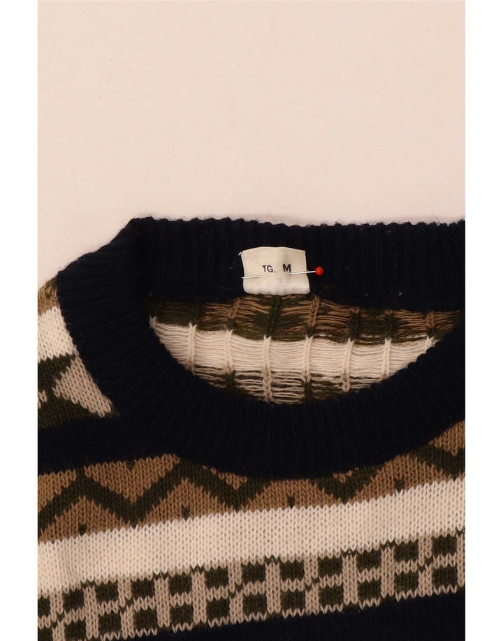 Pulover vintage pentru bărbați, cu gât de barcă, mijlociu, multicolor, geometric