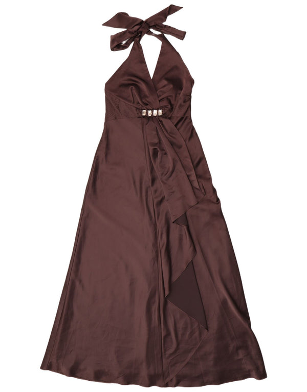 Rochie Debut Maxi Halter pentru femei UK 12 Medium Brown Poliester