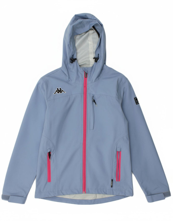 KAPPA Womens Hooded Rain Jacket UK 14 Medium Blue Polyester