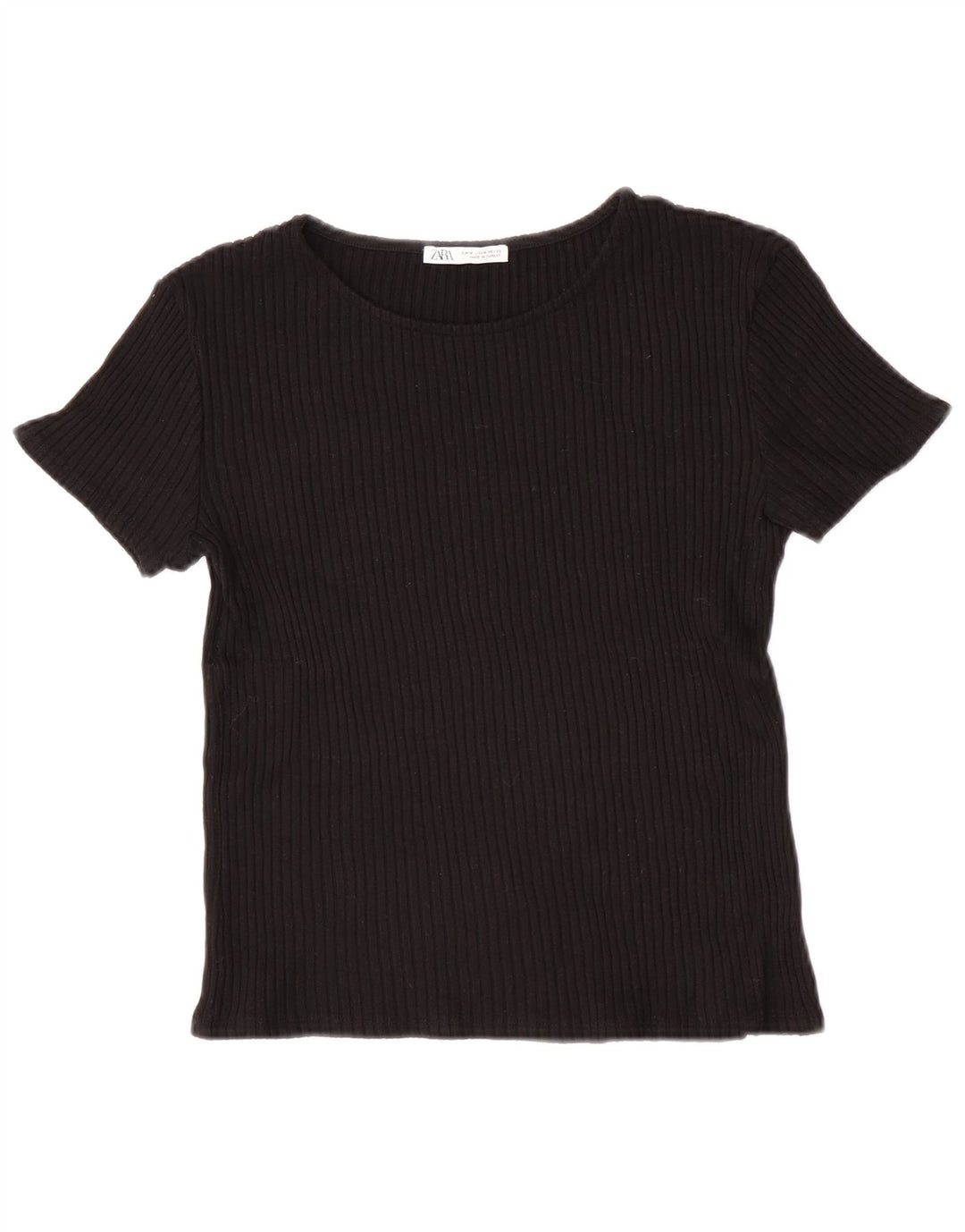 Tricou Crop pentru femei Zara UK 12 Medium Negru