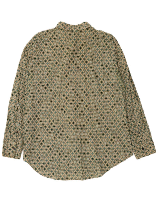 BENETTON Mens Shirt Large Green Floral Cotton