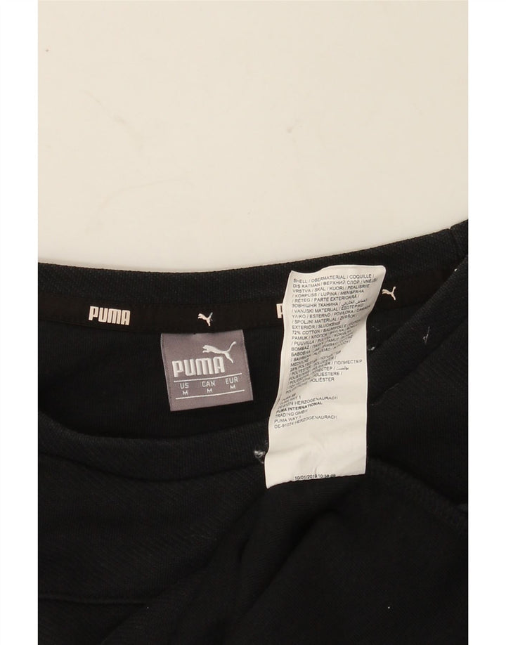 PUMA Womens Crop Oversized Graphic Sweatshirt Jumper UK 14 Medium Black Vintage Puma and Second-Hand Puma from Messina Hembry 
