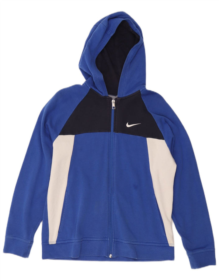 Pulover NIKE pentru băieți, cu fermoar, 13-14 ani, XL, albastru, bumbac color bloc