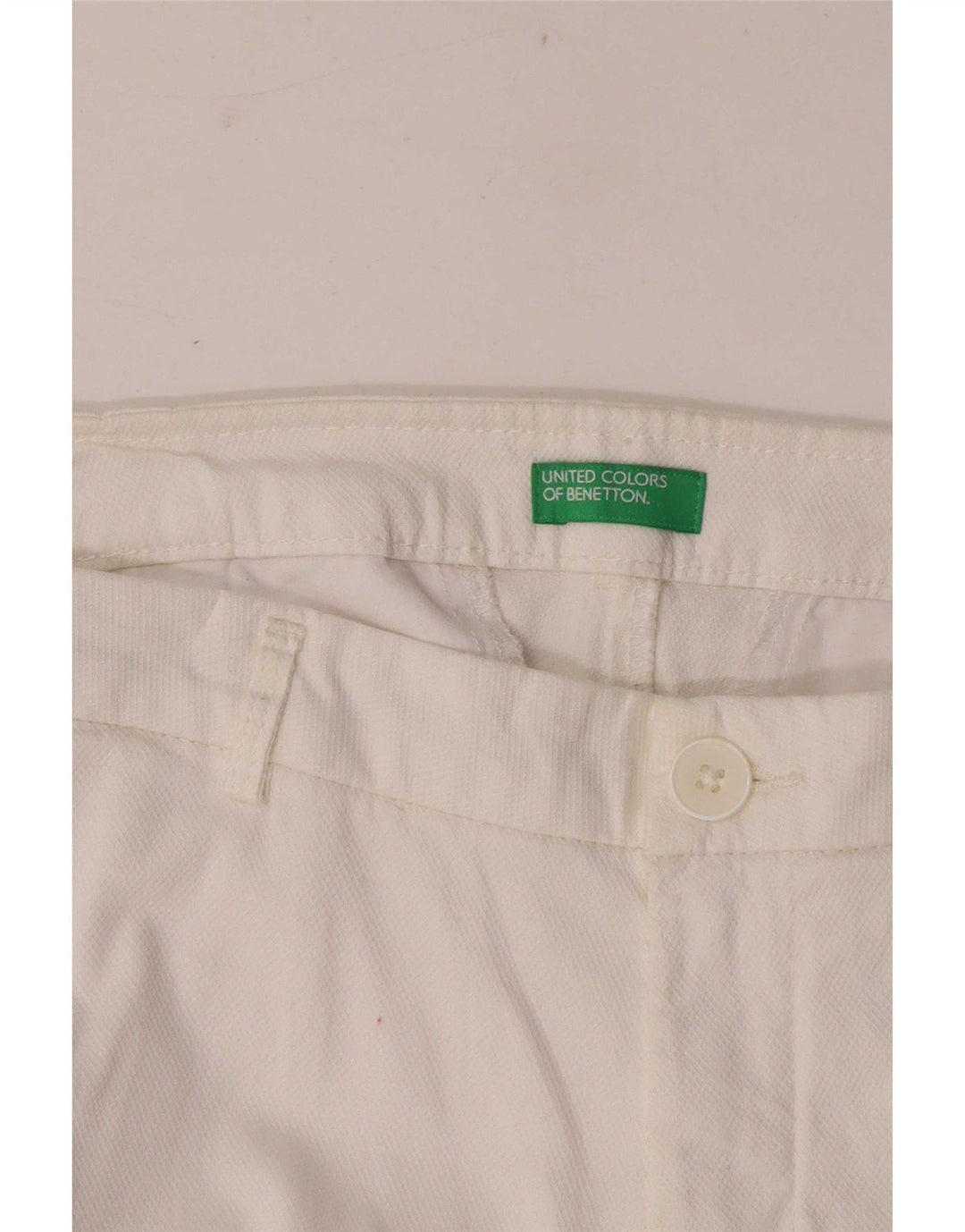Pantaloni tăiați drept pentru femei Benetton W32 L25 alb