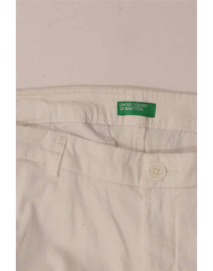 Pantaloni tăiați drept pentru femei Benetton W32 L25 alb