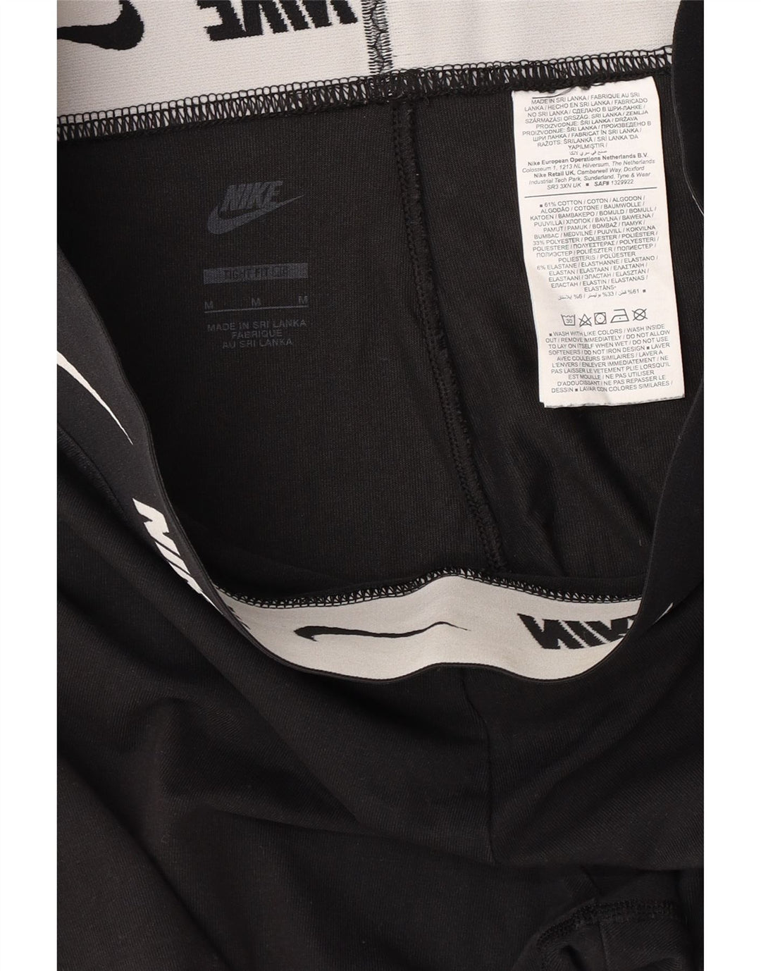 Leggings grafic NIKE pentru femei, cu ajustare strânsă, UK 12, bumbac mediu negru