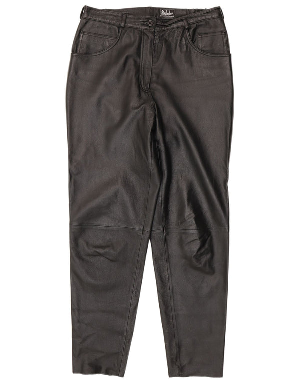 Woodpecker Pantaloni conici din piele pentru femei UK 16 Large W34 L31 Black