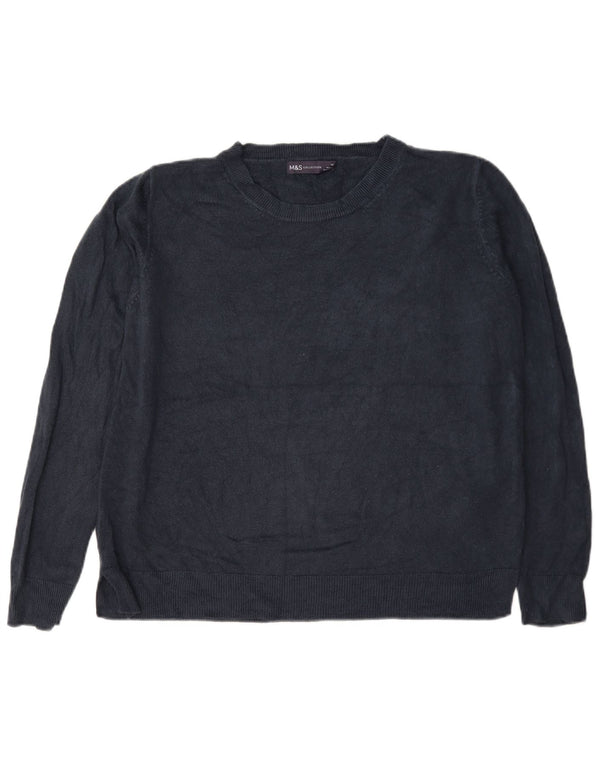 Pulover pentru femei Marks & Spencer cu gât de barcă UK 18 XL bleumarin acrilic