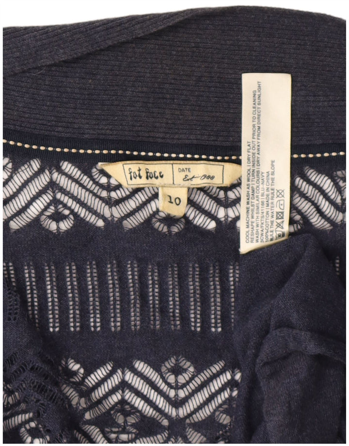 Pulover cardigan asimetric pentru femei Fat Face UK 10 mic Bumbac bleumarin