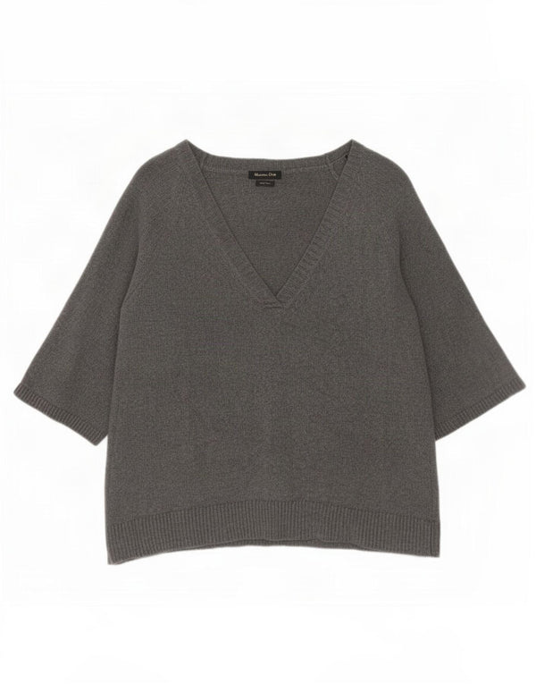 Pulover pentru femei Massimo Dutti cu mâneci 3/4 cu decolteu în V, UK 14, gri mediu