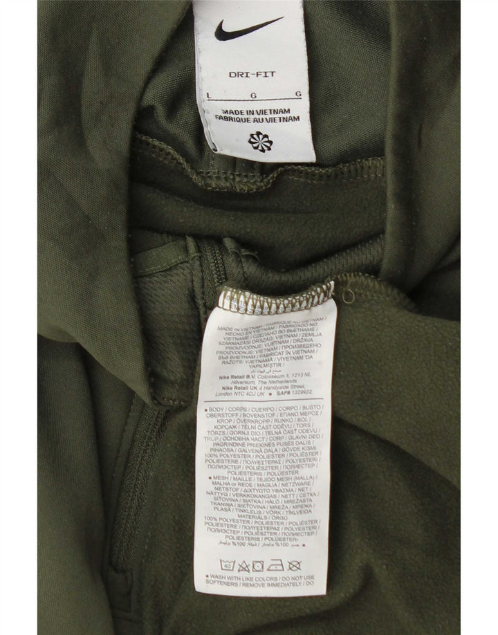 Top de trening pentru bărbați Dri Fit, cu fermoar și gât, din poliester verde mare