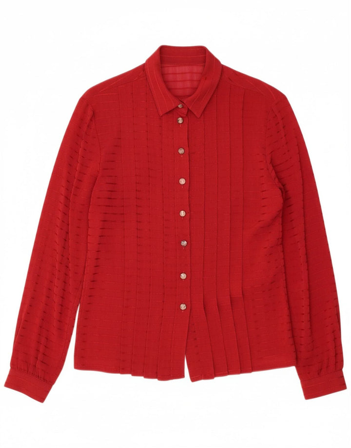 VINTAGE Womens Shirt Blouse IT 48 XL Red Striped