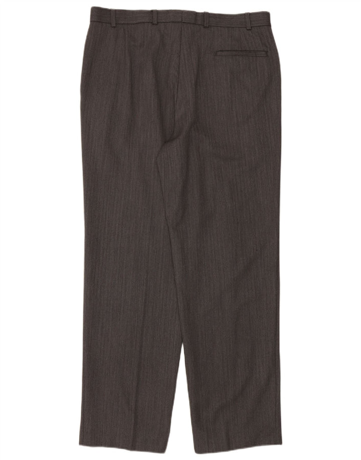 Pantaloni de costum drepți pentru bărbați Marks & Spencer, L36 L31, lână gri Herringbone