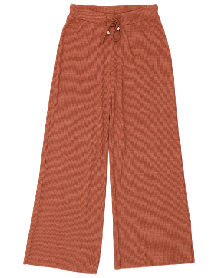 Pantaloni de trening Zara pentru femei cu picioare largi UK 8 Poliester maro mic