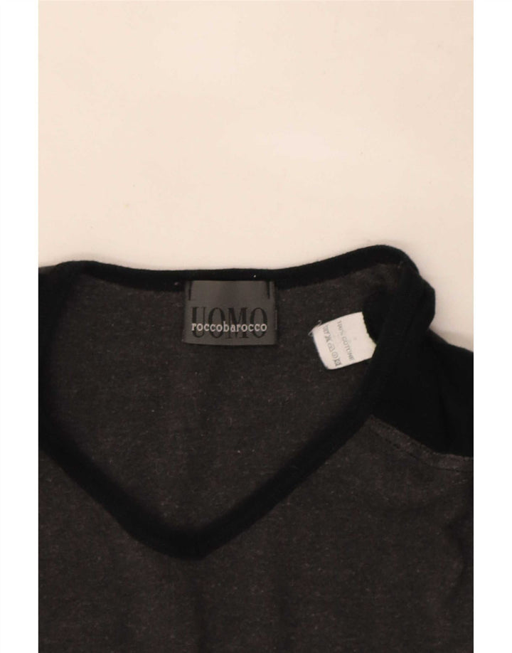 Tricou pentru bărbați Roccobarocco Top mare, gri, bumbac color bloc