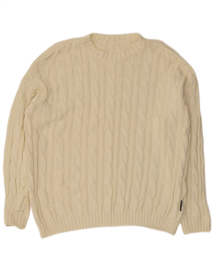 Pulover vintage pentru bărbați cu gâtul turnat, 2XL, bej