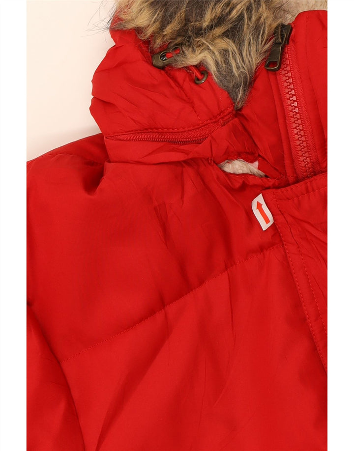 CHAPS Womens Hooded Padded Jacket UK 18 XL Red Polyester Vintage Chaps and Second-Hand Chaps from Messina Hembry 
